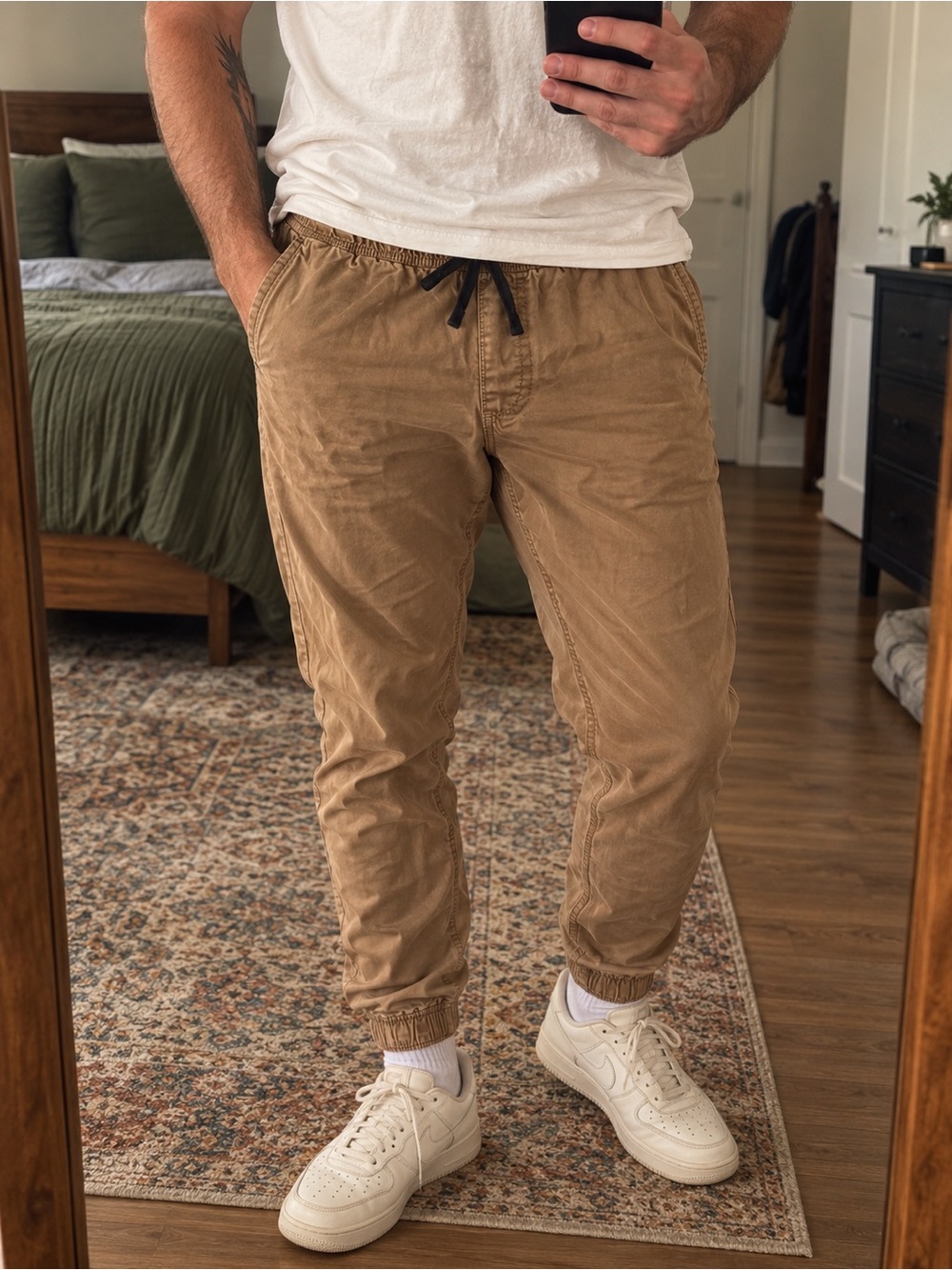 American Eagle Outfitters Tan Drawstring Jogger Pants